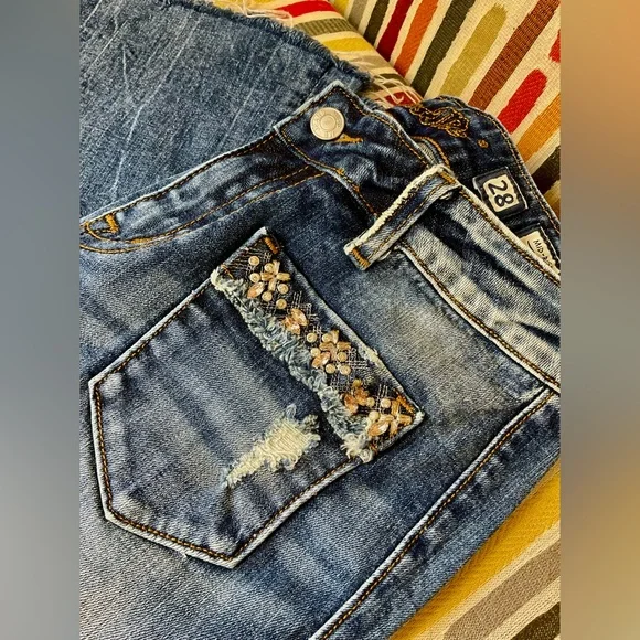 MISS ME Distressed Mid-rise Jeans with Sequin Detail - Picture 5 of 9